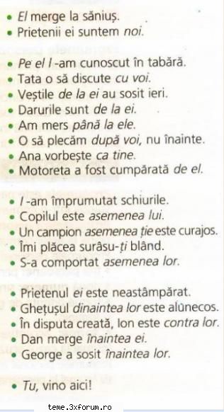 arată cazul şi ale pronumelor personale scrise cu litere �nclinate (caractere italice) �n